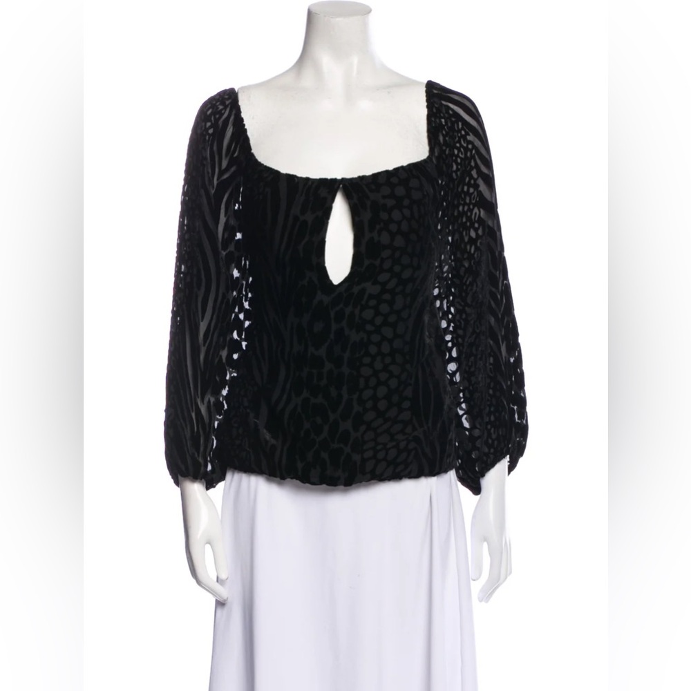 Alice + Olivia Black Leopard Top